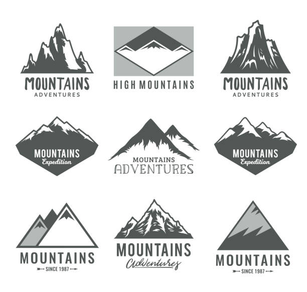 illustrations, cliparts, dessins animés et icônes de icônes de montagnes vectorielles - southern rocky mountains