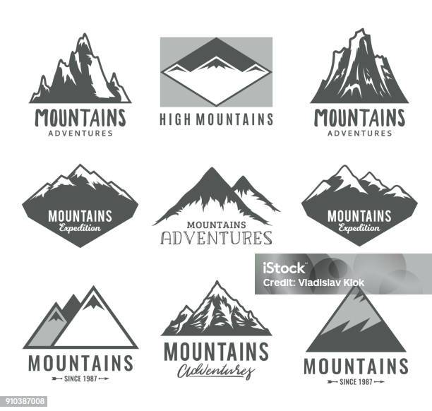 Vector Mountains Icons Stock Illustration - Download Image Now - Rocky Mountains - North America, Logo, Mountain