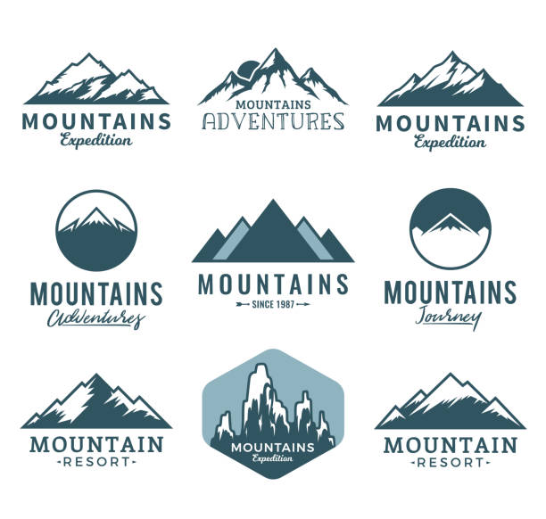 illustrazioni stock, clip art, cartoni animati e icone di tendenza di icone delle montagne vettoriali - rocky mountains