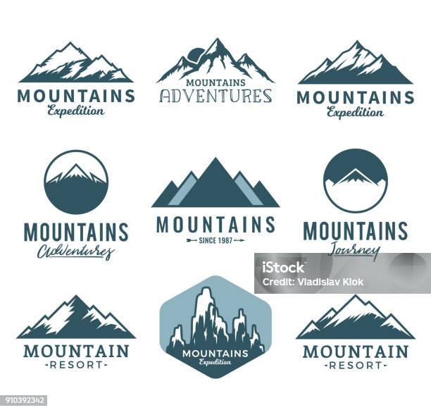 Vector Mountains Icons Stock Illustration - Download Image Now - Mountain, Logo, Rocky Mountains - North America