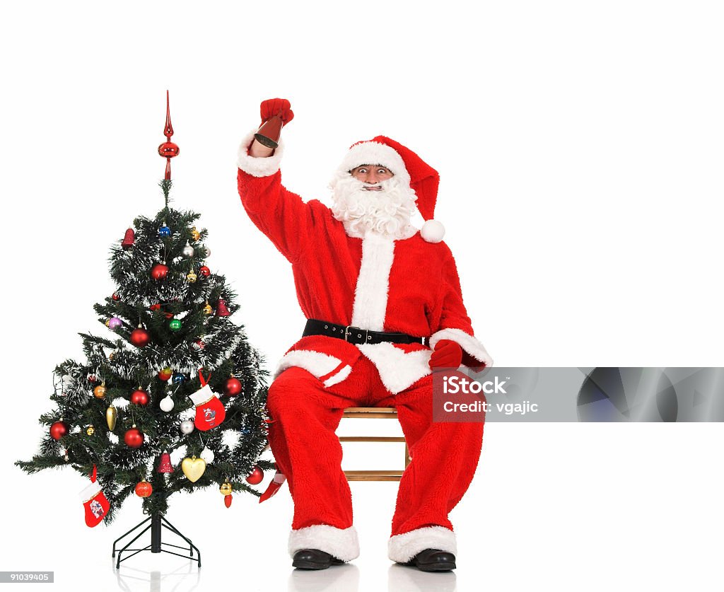 Père Noël et l'arbre de Noël - Photo de Adulte libre de droits