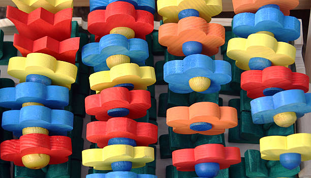 istock Wooden flowers in various colors 91039425