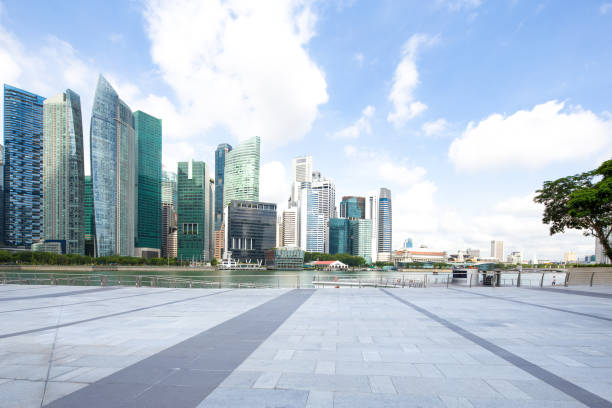 istock empty sidewalk and modern buildings in modern city 910395176