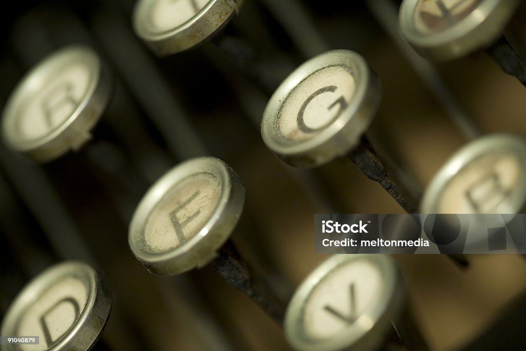 Detalhe de máquina de escrever antiga - Foto de stock de Antigo royalty-free