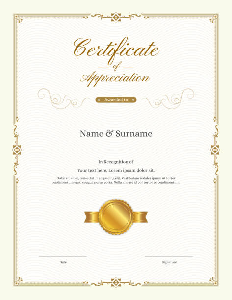 ilustrações de stock, clip art, desenhos animados e ícones de certificate_003-gold - guilloche elegance seal stamper decoration