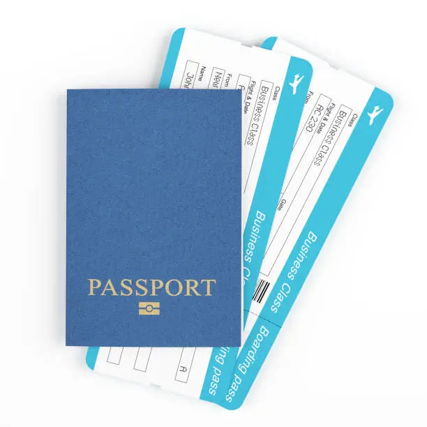Passport with plane tickets