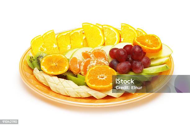 フルーツサラダ白で分離プレート - おやつのストックフォトや画像を多数ご用意 - おやつ, まぶしい, オレンジ色