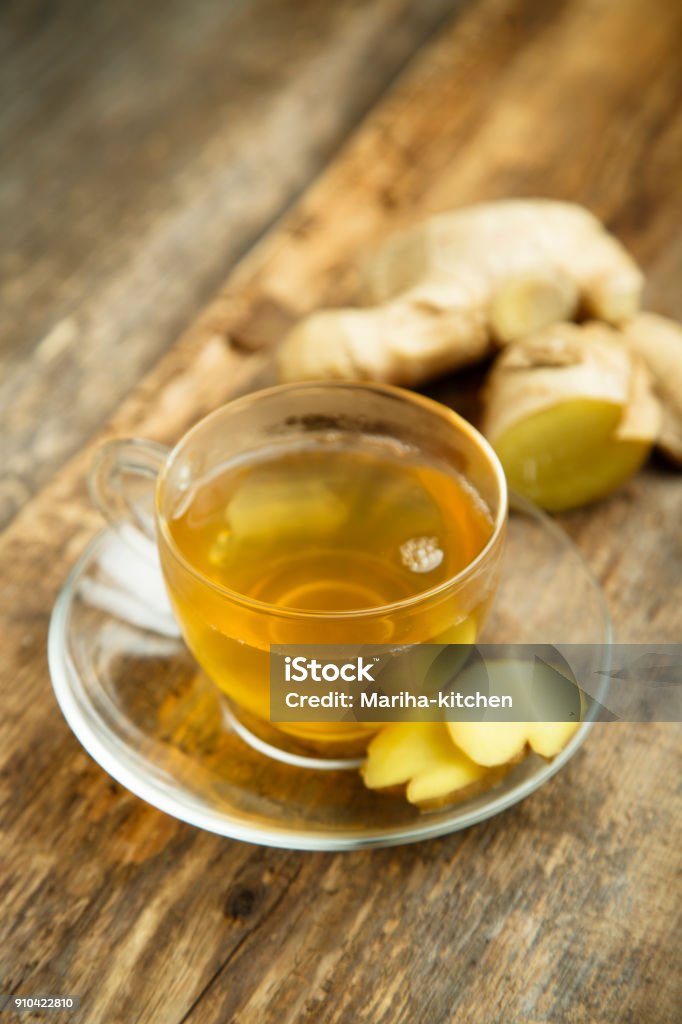 Hot homemade ginger tea Hot homemade ginger tea with ingredients Ginger - Spice Stock Photo