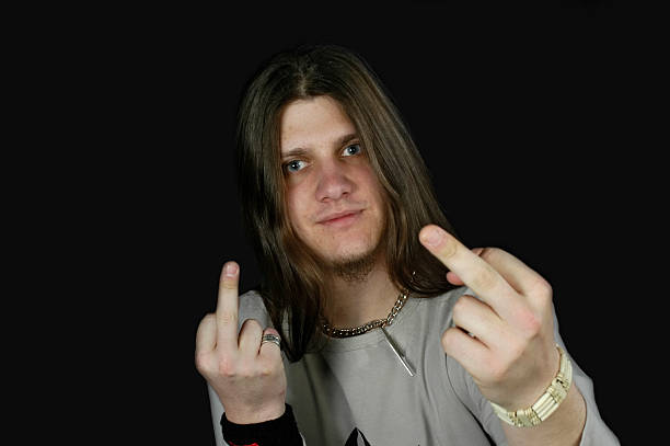 istock Up yours! Man shows raised finger 91043014