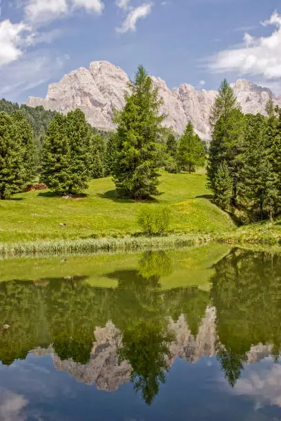 Small mountain lake in South Tyrol north of Val Gardena