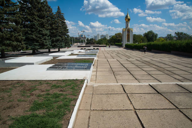 TIRASPOL, TRANSNISTRIA - CIRCA AUGUST 2016: War memorial in Tiraspol, the capital of Transnistria, a self governing territory not recognised by United Nations
