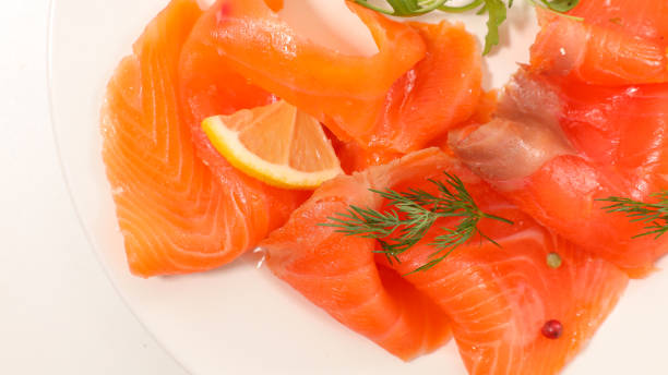 istock smoked salmon slices and dill 910435262