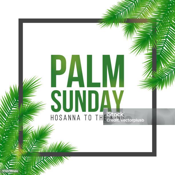 Palm Sunday Holiday Card Poster With Palm Leaves Border Frame Vector Background Stock Illustration - Download Image Now