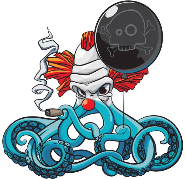 Vector illustration of Octopus the Bad Clown