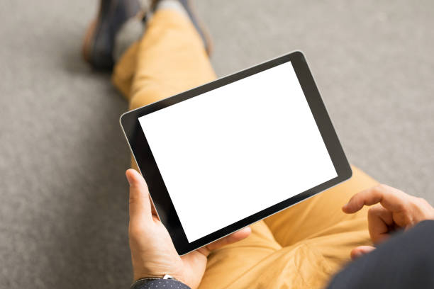 istock Template and mockup for tablet app design, horizontal screen orientation 910439532