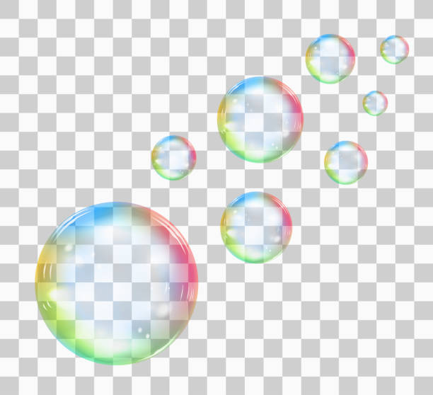 Rainbow soap bubble on a transparent background. Vector illustration Rainbow soap bubble on a transparent background. Realistic vector illustration zorbing stock illustrations