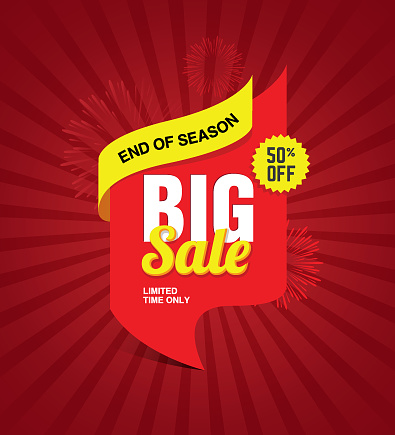 Big Sale Festival Banner, Poster Design Background with 50% Discount Tag