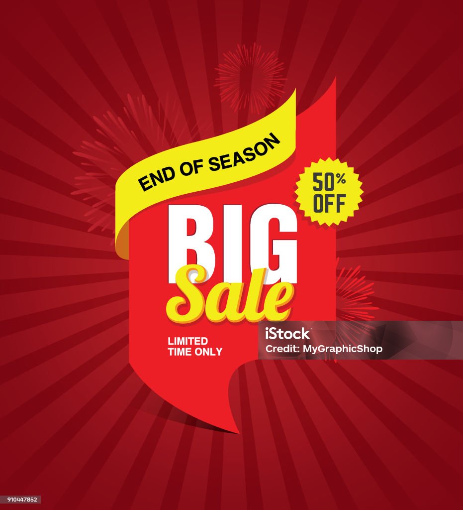 Big Sale Festival Banner Big Sale Festival Banner, Poster Design Background with 50% Discount Tag Sale stock vector