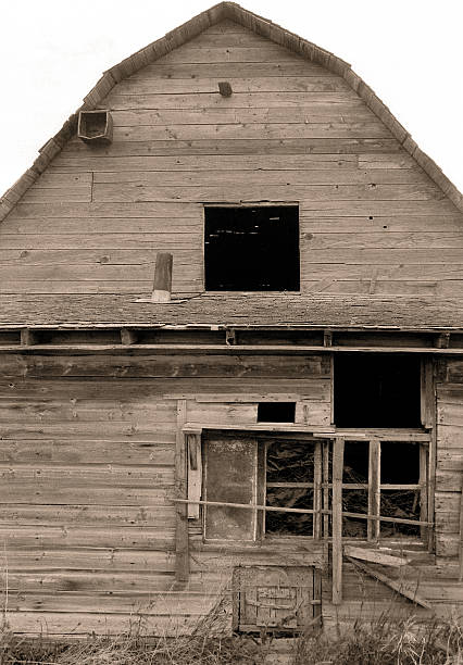 istock Vertical Sepia Image of Weathered and Abandoned Barn 91044890