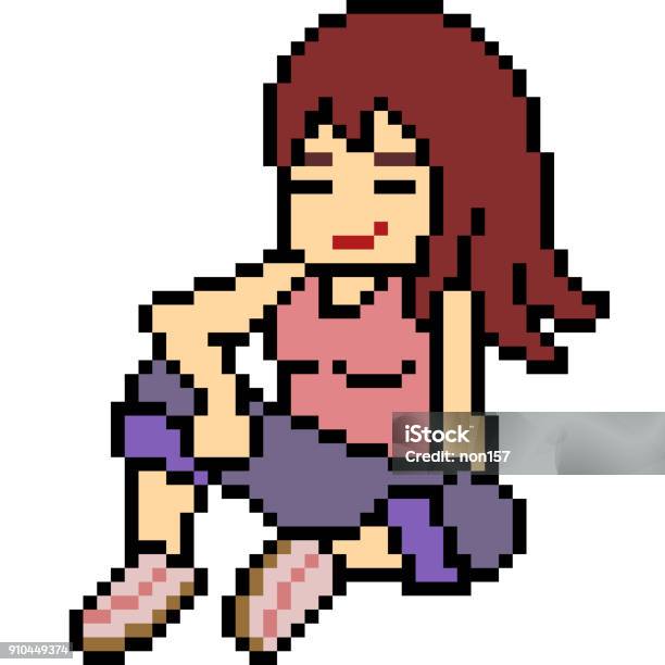 Vector Pixel Art Anime Girl Isolated Stock Vector (Royalty Free) 1105780877