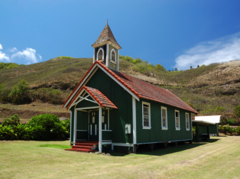 Iconic Wai' oli hui'ia Church in Hanalei, Kauai, Hawaii