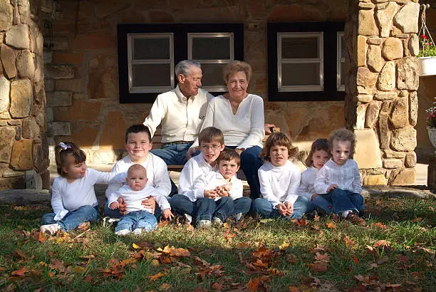 image of 8 great-grandchildren with their great-grandparents