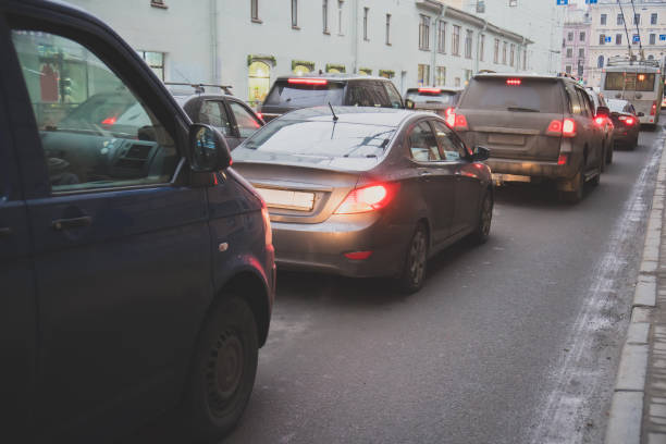 istock Big traffic jam in the city. 910469114
