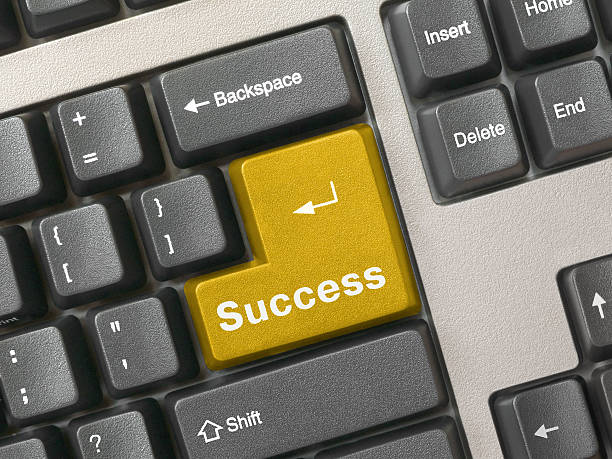 istock Keyboard - golden key Success 91047136