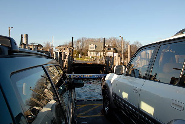 Car ferry docking stock photo