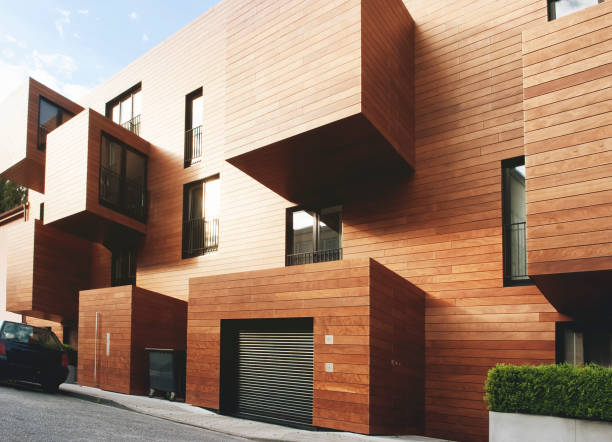 September 15, 2009 - Hamburg, Germany: Modern contemporary wood sided building