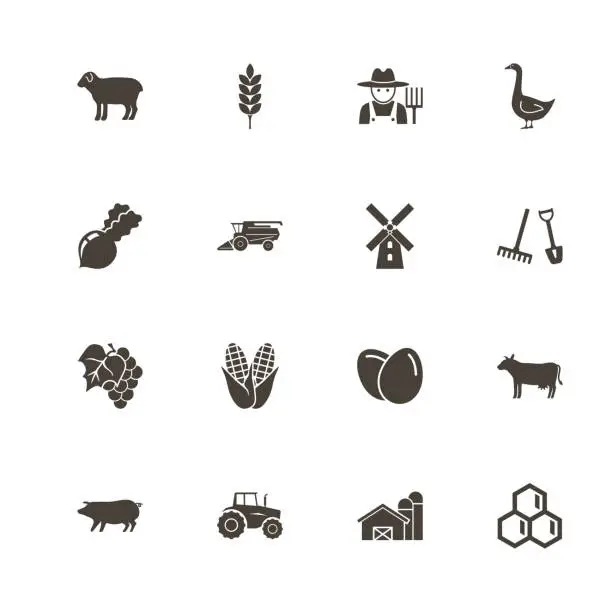 Vector illustration of Farming - Flat Vector Icons