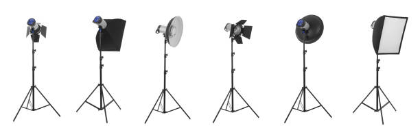 Studio lights Studio lights on white background behind the scenes photos stock pictures, royalty-free photos & images