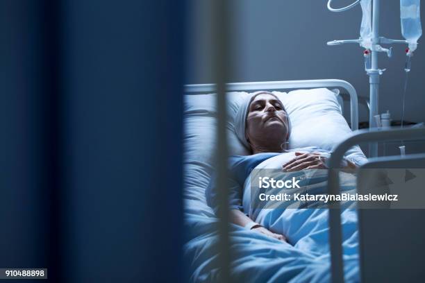 Young Woman Suffering From Cancer Stock Photo - Download Image Now - Patient, Hospital, Cancer - Illness