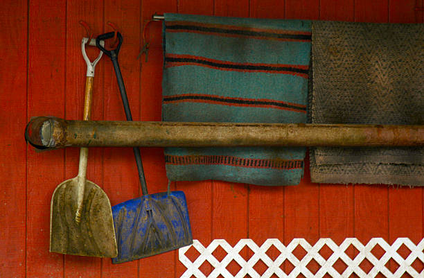 Shovels on the Wall stock photo