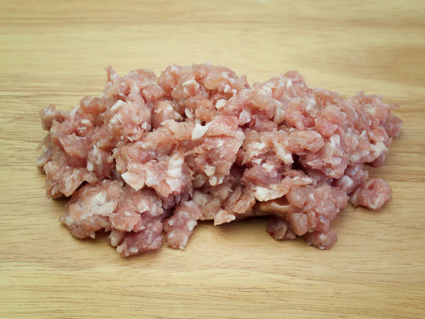istock minced pork , Put on wooden floor. 910492100