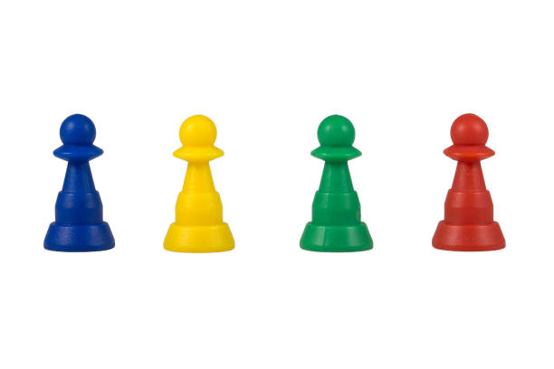 istock Plastic board game pieces, figures, pawns, puppets isolated on white background. 910499124