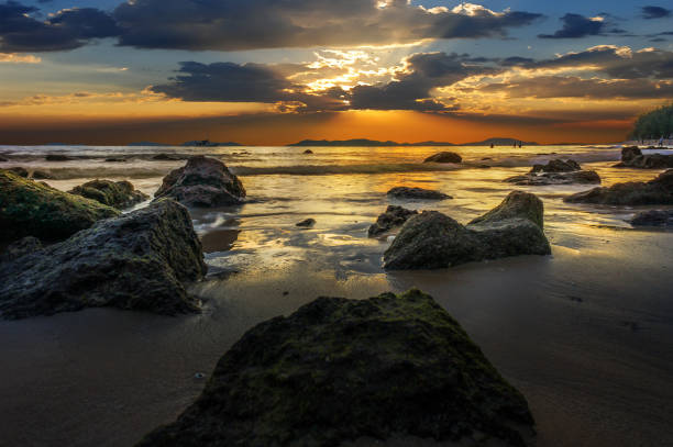 istock Beautiful sunset and strom at the beach 910500082