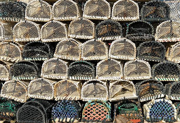Abstract grunge pattern of lobster pots stock photo