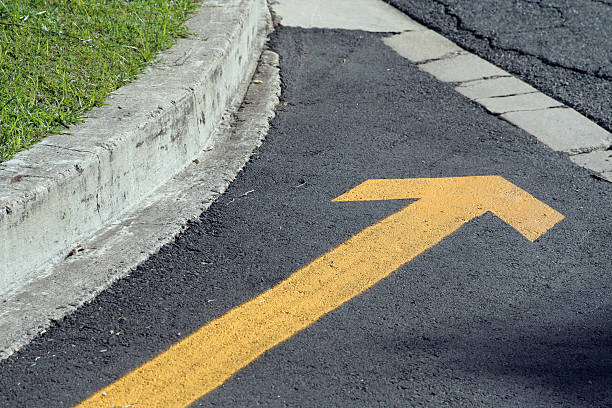 istock Yellow arrow on the road 91050283