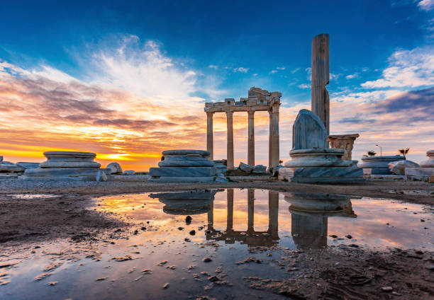 Antalya Province in Turkey The Temple of Apollo in Side Town of Antalya Province ruined stock pictures, royalty-free photos & images