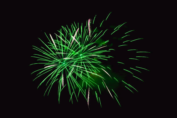 istock Colorful firework on the night sky. New Year celebration fireworks. Abstract firework isolated on black background with free space for text 910506372
