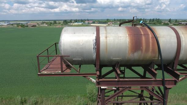 istock The water tower. An old rustic communal communication. The water tower 910511406