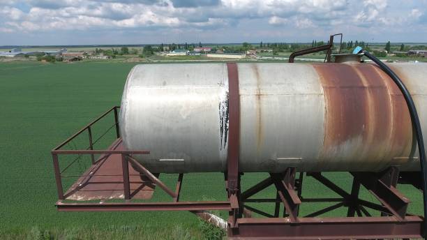 istock The water tower. An old rustic communal communication. The water tower 910511408