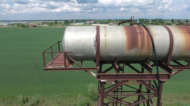 istock The water tower. An old rustic communal communication. The water tower 910511410