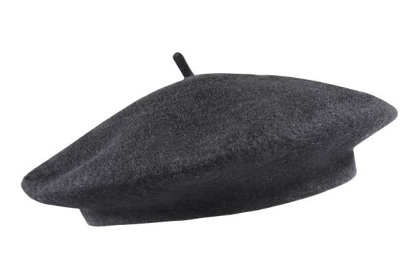Black french cap beret side view isolated on white Black french cap beret side view isolated on white beret stock pictures, royalty-free photos & images
