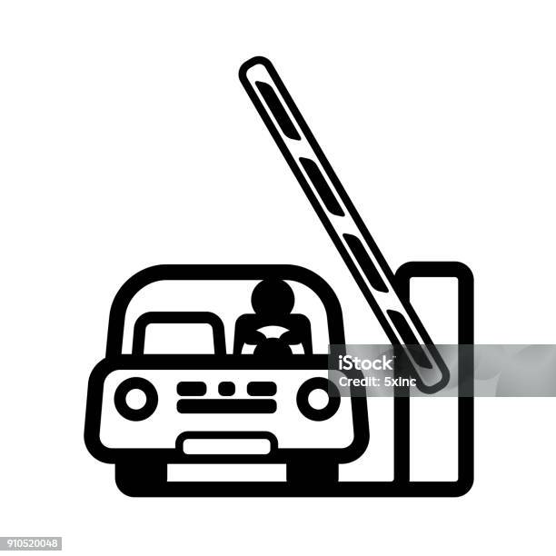 Car At Open Barrier Gate Stock Illustration - Download Image Now - Icon Symbol, Parking Lot, Parking Garage