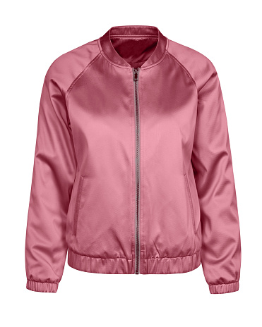 Pale pink rose bomber jacket isolated on white