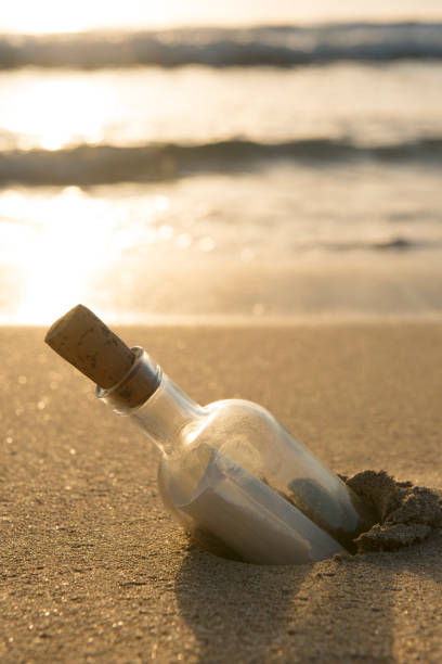 istock Message in Bottle in Sand with Ocean in Background 910524300