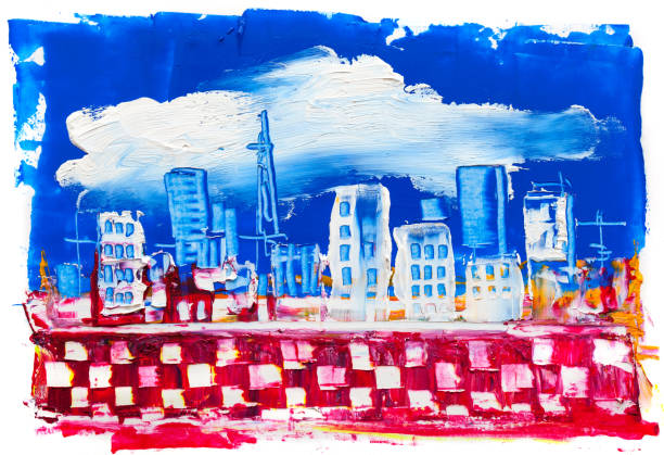 istock Abstract painting of city buildings 910528732