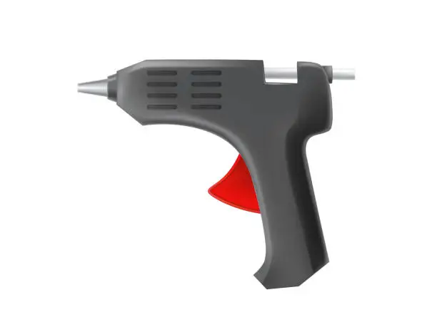 Vector illustration of 3D realistic black glue gun vector illustration